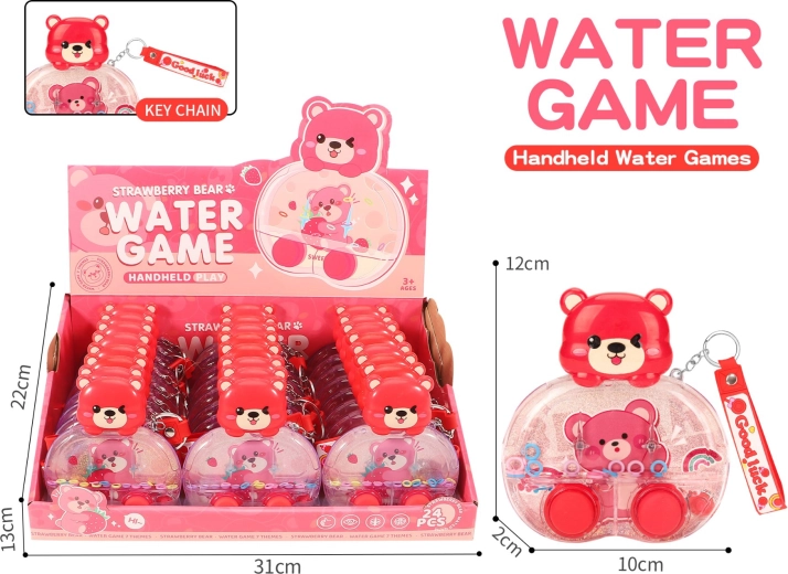 Jeu d’eau de poche Ours Fraise – porte-clés