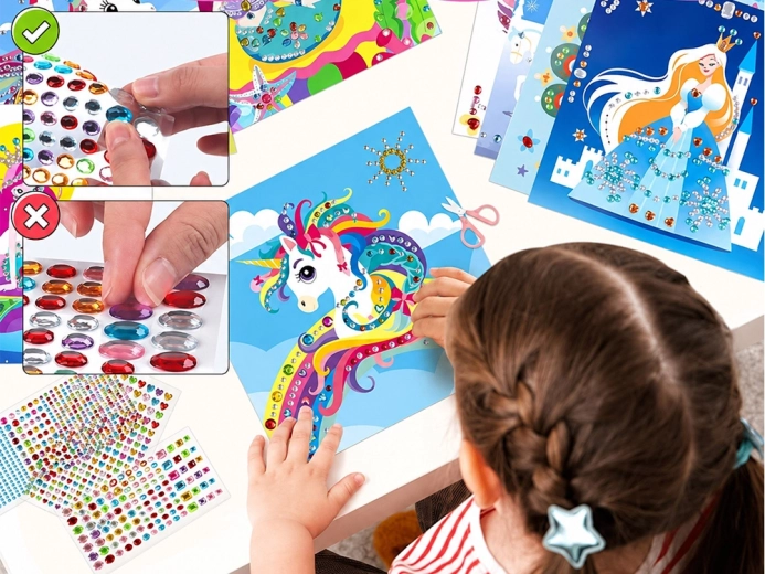 Plus de 1000 cristaux autocollants – sans colle