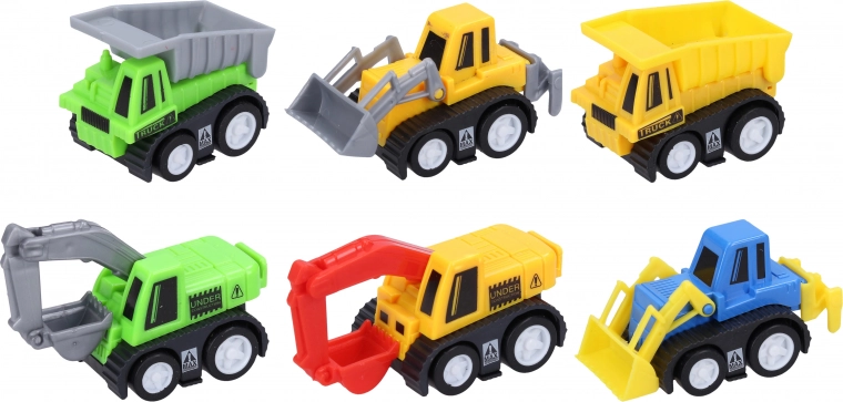Véhicules de chantier à rétrofriction 6 pcs, 6 cm