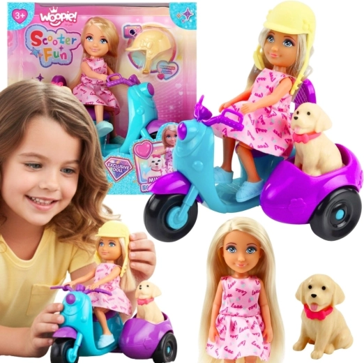 Poupée Ankiki Woopie Royal avec scooter et petit chien