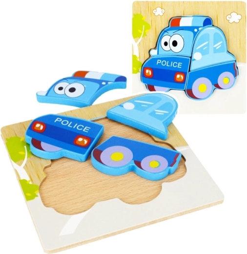 Puzzle d'encastrement en bois – voiture de police