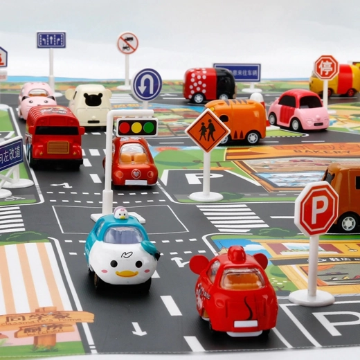 Tapis De Jeu Circulation Routière – 83x58 Cm, Imperméable, Avec Routes Et Bâtiments Pour Voitures Jouets