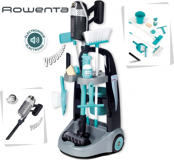 Chariot de nettoyage pour enfants avec aspirateur Smoby Rowenta