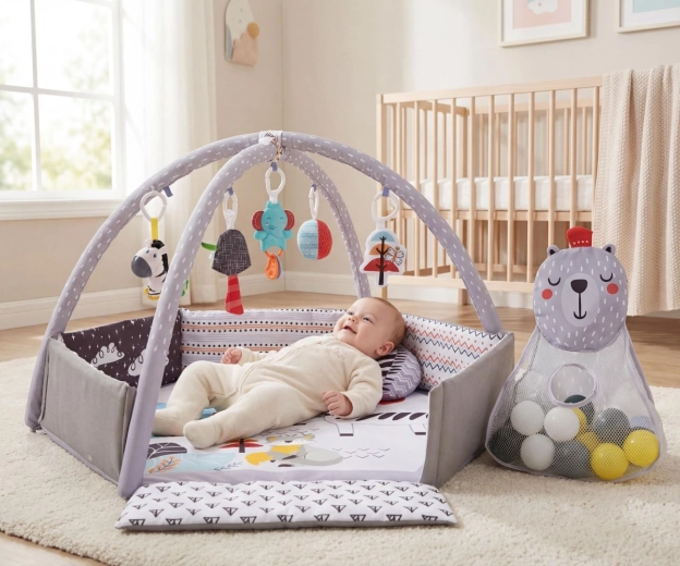 Arches avec jouets suspendus pour le développement sensoriel