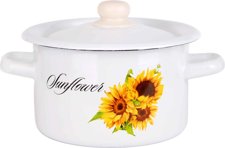 Marmite émaillée avec couvercle 2 l Tournesol