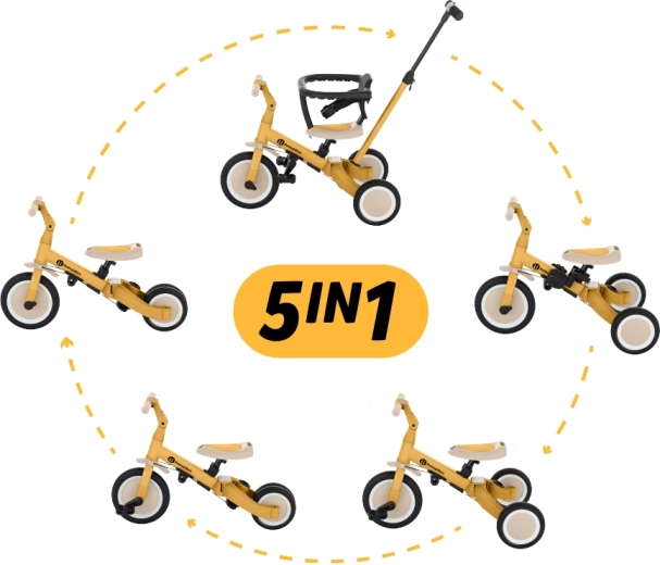 Petite&Mars tricycle multifonction 5-en-1 Turbo Intense ocre