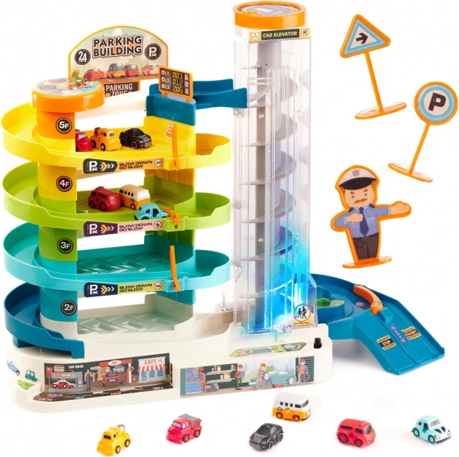 Garage De Parking Jouet 6 étages Avec Ascenseur - Circuit Voitures Pour Enfants - Jouet Interactif Avec Rampes Et Voiture Incluse