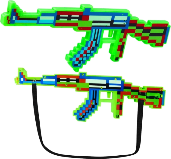 Fusil jouet vert pixelisé avec lumières et sons 45 cm