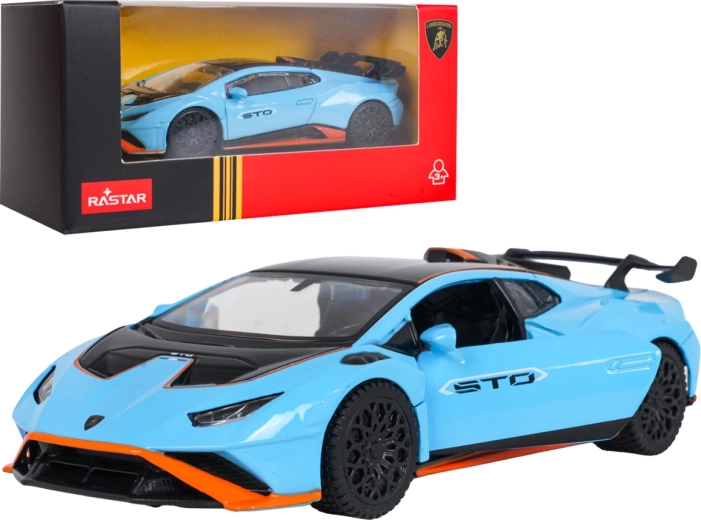 Modèle métallique Lamborghini Huracán STO RASTAR à l'échelle 1:43, bleu