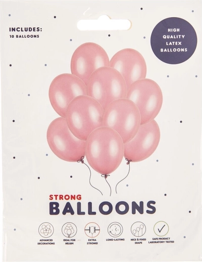 Ballons en latex roses nacrés 27 cm, 10 pcs
