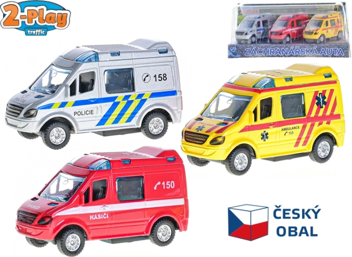 Ensemble de voitures métalliques des services de secours 2-Play Traffic 8 cm à rétrofriction