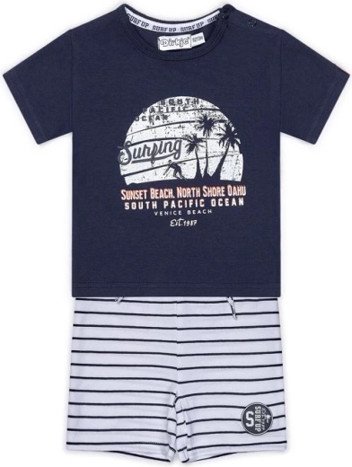 Ensemble enfant Dirkje 2 pièces : t-shirt et short, bleu marine et rayures blanches