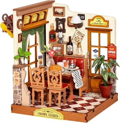 RoboTime maquette 3D en bois – miniature de maisonnette bistro sur les Champs-Élysées