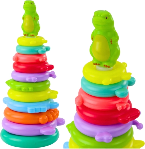 Pyramide éducative empilable avec dinosaure, 12 pièces et autocollants