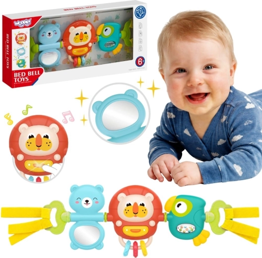 Woopie Baby panneau sensoriel suspendu pour poussette et lit avec hochet et miroir 6m+