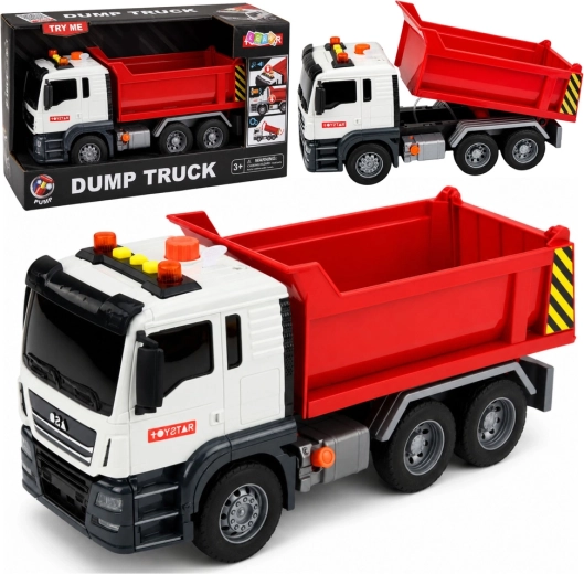 Camion-benne pour enfants Dump Truck avec lumières et sons, rouge et blanc