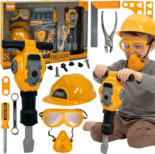 Woopie set d'outils pour enfants avec marteau pneumatique, casque et lunettes - 21 pièces
