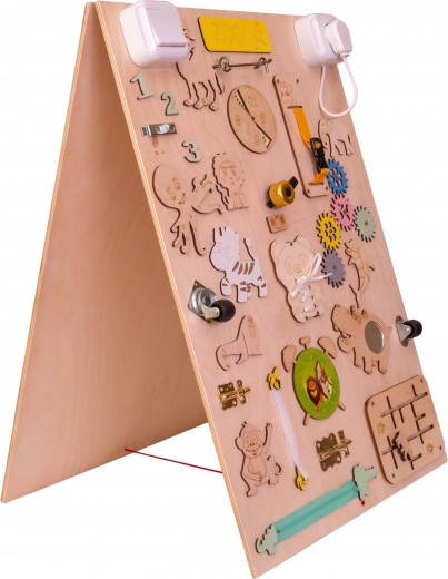 Planche sensorielle en bois double face Zoo
