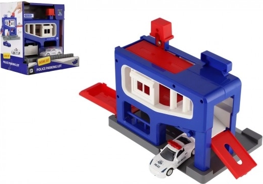Garage de stationnement de police avec petite voiture