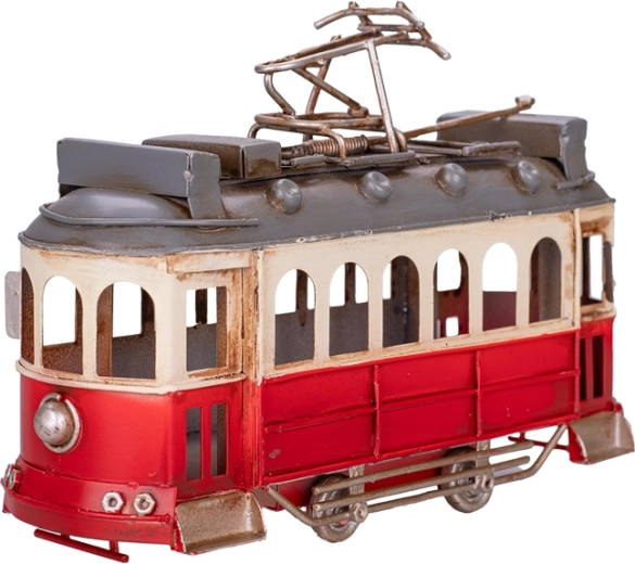 Modèle métallique de tramway rouge 16,5 cm – décoration rétro avec détails de collection