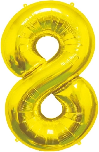 Ballon en aluminium chiffre 8, doré 85 cm