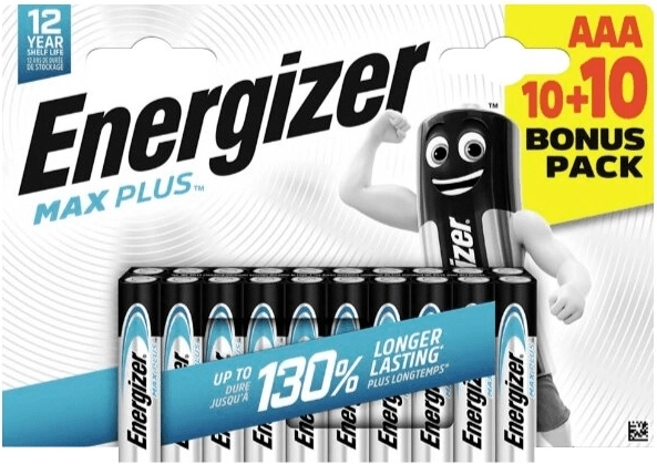 Piles alcalines Energizer Max Plus AAA 20 pcs (10+10)