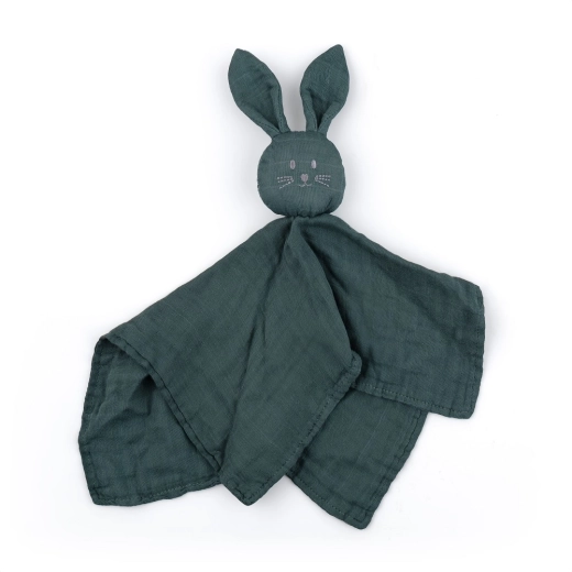 Doudou lapin en mousseline de bambou Hugo Misty Green
