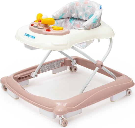 Trottinette bébé BABY MIX avec volant et roulettes en silicone – rose