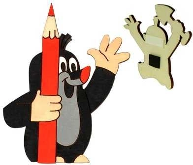 Aimant décoratif en bois Krtek avec crayon