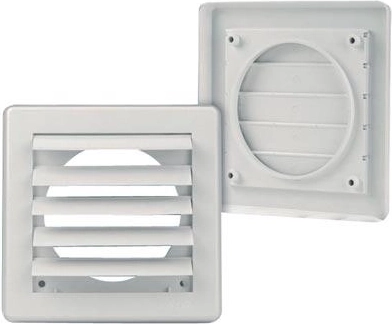Grille de ventilation gravitationnelle 175 × 175 mm pour conduit 125 mm – blanche