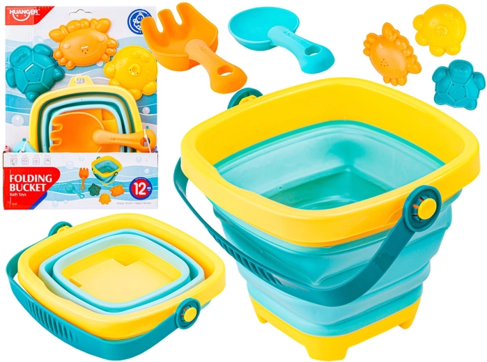 Seau pliable en silicone avec accessoires pour le sable - 1 pièce