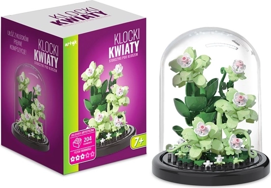 Kit de construction d’orchidée sous cloche transparente – 204 pièces