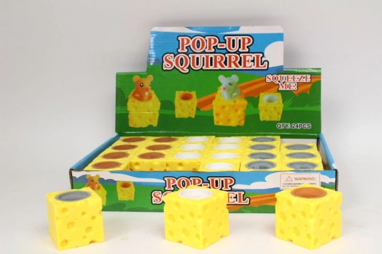 Jouet antistress à presser fromage avec souris (24 pcs)