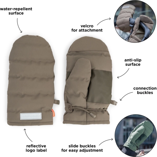 Gants pour poussette Done by Deer, gris brunâtre