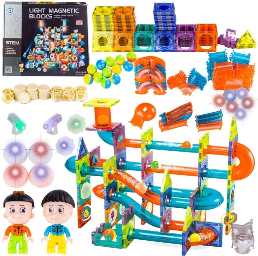 Blocs de construction magnétiques lumineux – circuit de billes 292 pièces