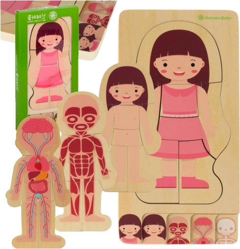 Puzzle en bois à couches – corps humain (fille) – Montessori
