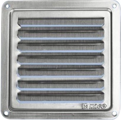 Grille d’aération en acier inoxydable 100 × 100 mm avec lamelles fixes