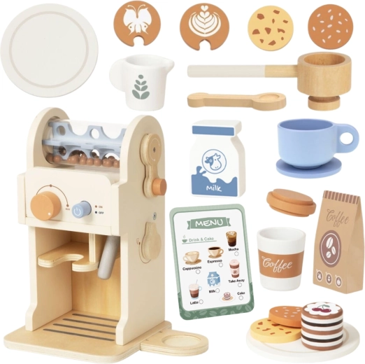Set d’accessoires complet et menu du café