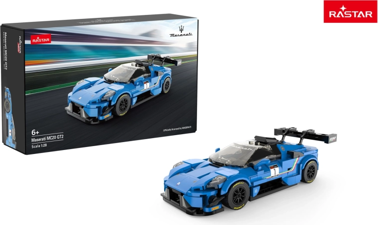 Kit de construction voiture Rastar Maserati MC20 GT2 bleu 1:28 - 1 pièce