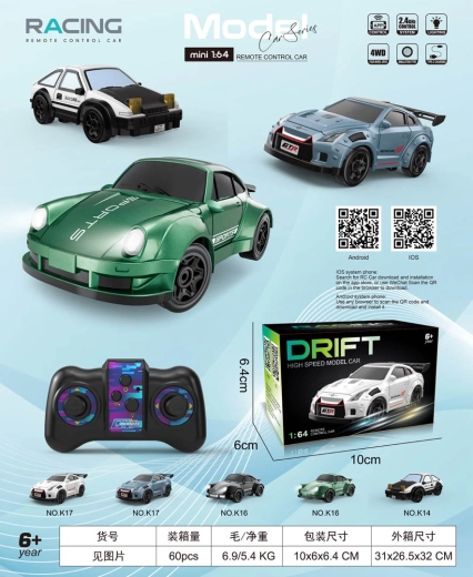 Voiture RC sportive de drift 1:64 noire
