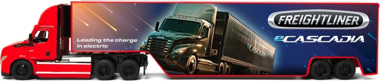 Camion en métal Freightliner eCascadia avec conteneur 33 cm