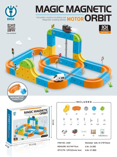 Circuit magnétique coloré pour trains – 101 pièces