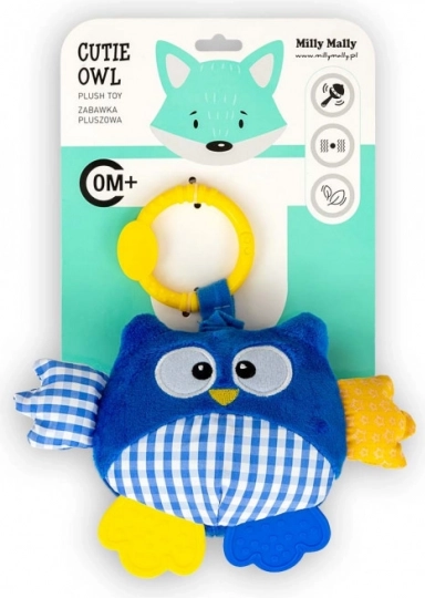 Porte-clés peluche hibou bleu