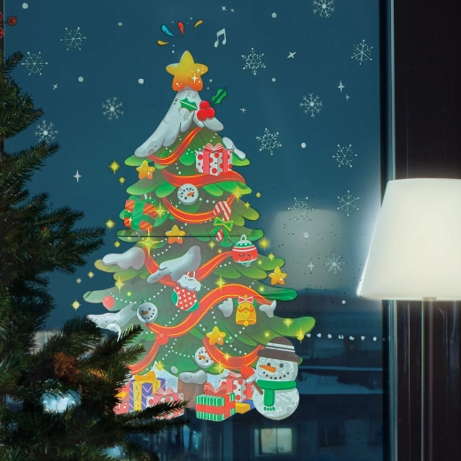 Autocollant de fenêtre de Noël en forme de sapin 62 × 70 cm