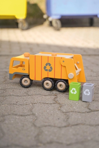 Camion poubelle écologique en bois avec tri des déchets - 1 pièce