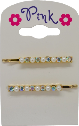 Set de 2 barrettes avec perles et strass
