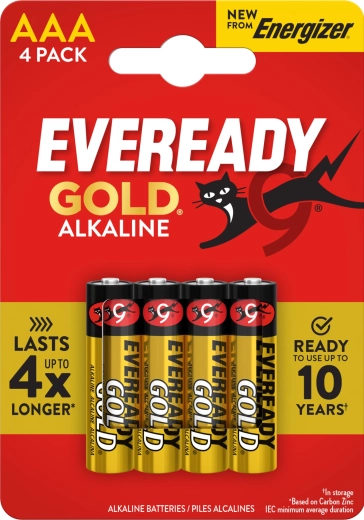 Piles AAA ENERGIZER Eveready Gold, lot de 4