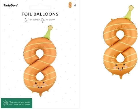 Ballon en aluminium chiffre 8 orange 86 cm