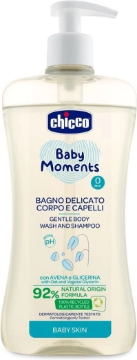 Chicco shampooing doux cheveux et corps Baby Moments 92 % d’ingrédients d’origine naturelle 500 ml