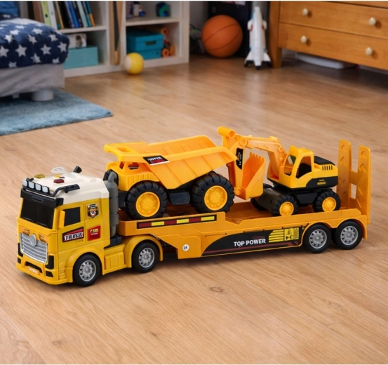 Transport des machines sur la semi-remorque comme en vrai